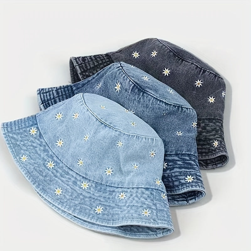 DORSET – DAISY EMBROIDERED BUCKET HAT