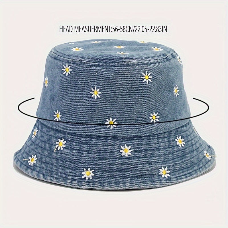 DORSET – DAISY EMBROIDERED BUCKET HAT