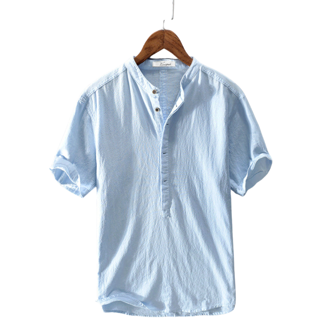 RAVENSHOLME – LINEN BAND COLLAR SHIRT