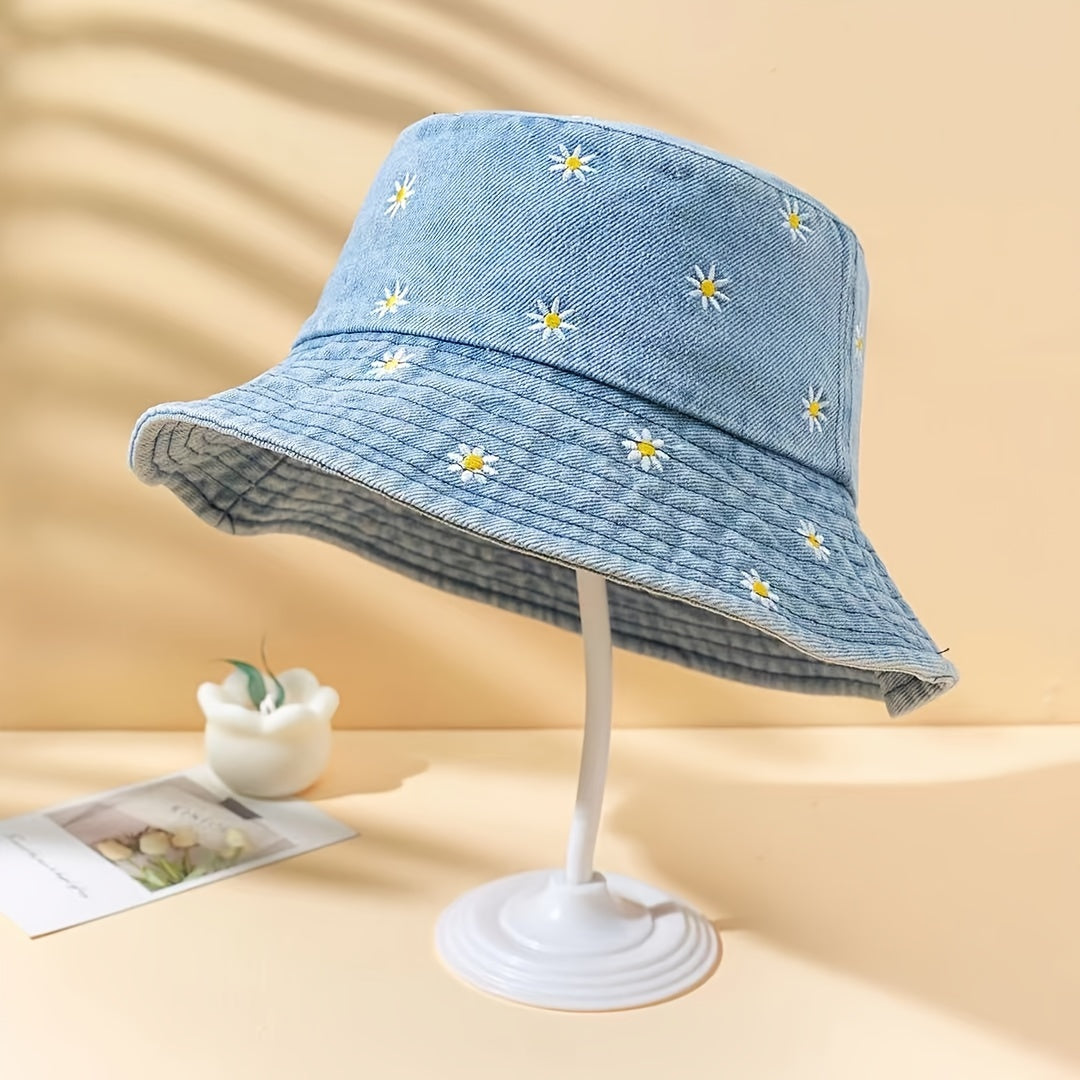 DORSET – DAISY EMBROIDERED BUCKET HAT