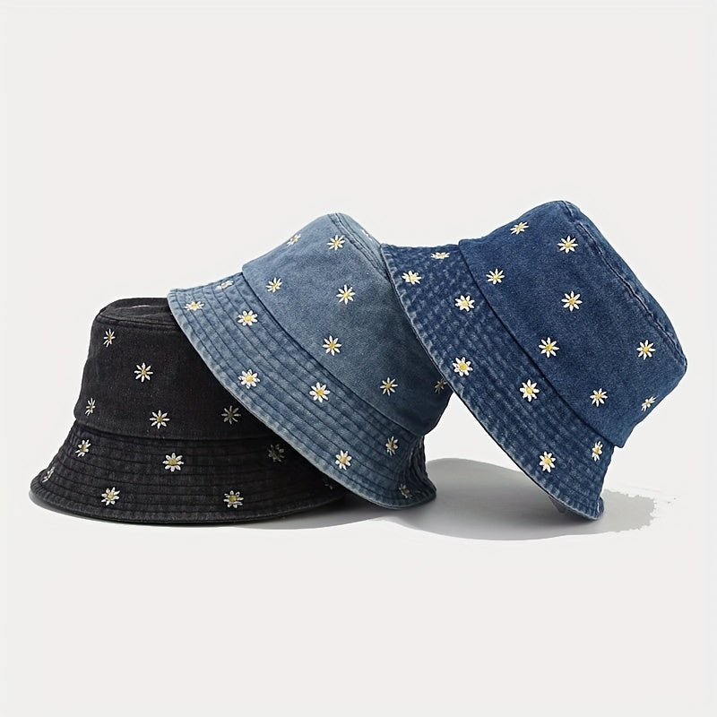 DORSET – DAISY EMBROIDERED BUCKET HAT