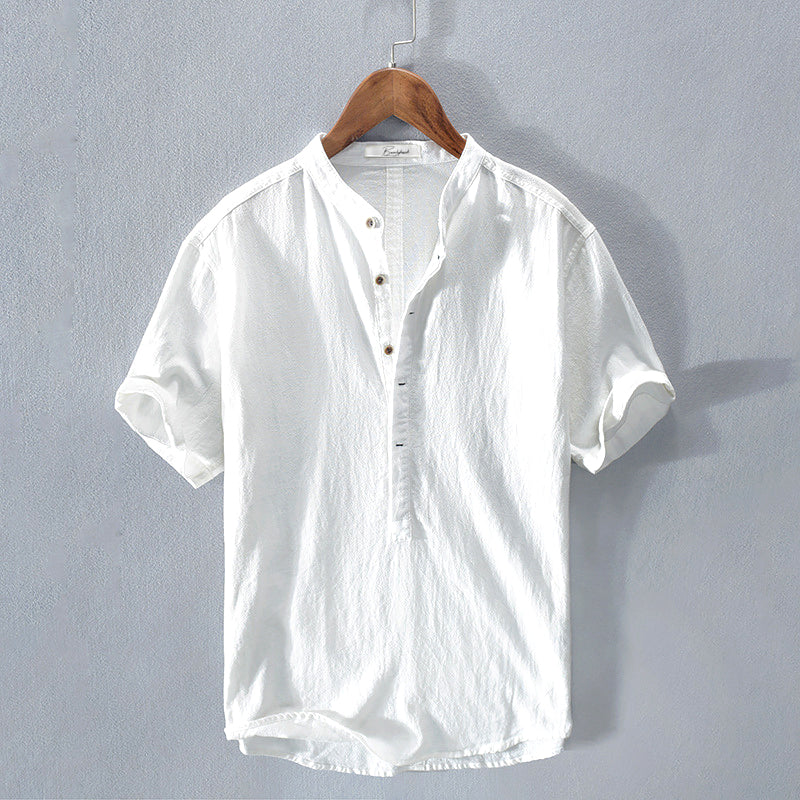 RAVENSHOLME – LINEN BAND COLLAR SHIRT