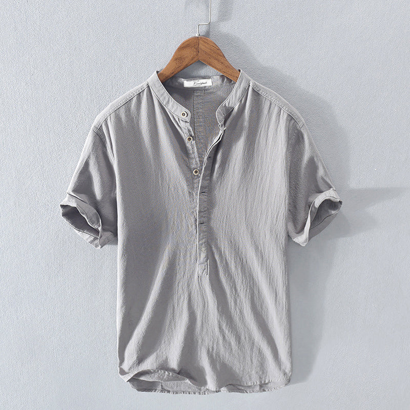 RAVENSHOLME – LINEN BAND COLLAR SHIRT