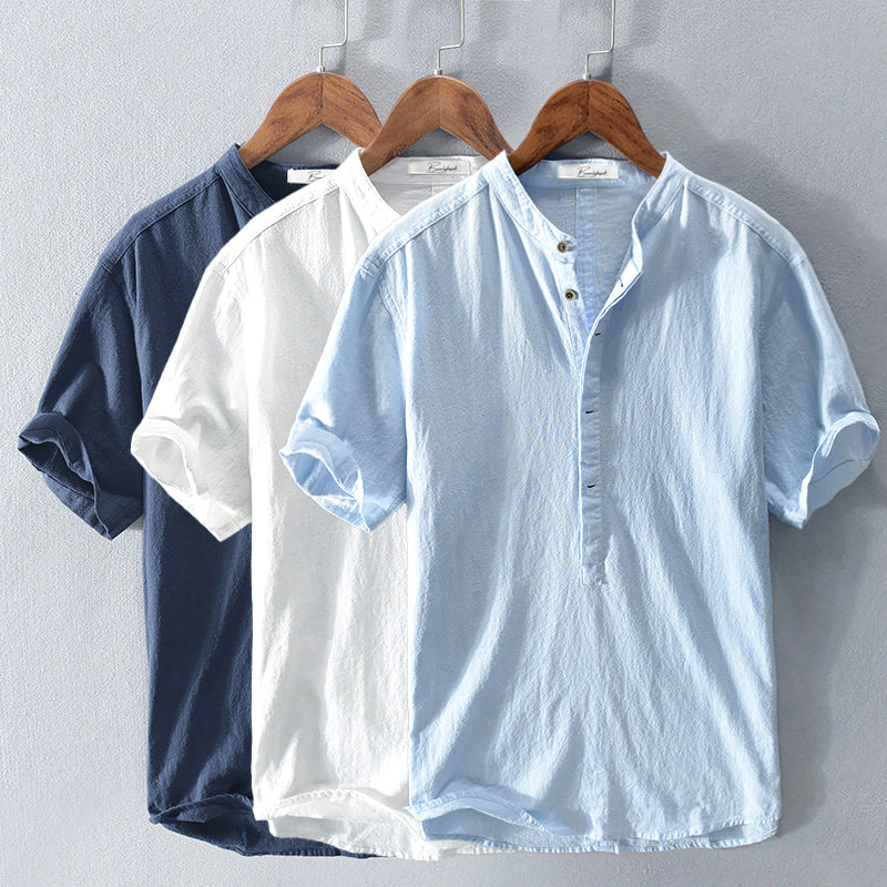 RAVENSHOLME – LINEN BAND COLLAR SHIRT